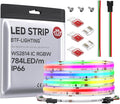 BTF-LIGHTING FCOB IP66 COB LED Strip WS2814 IC RGBW 6000K 24FT 784LED/m DC24V Flexible High Density Color Chasing Light 10mm Width for Home Indoor Decor(No Adapter or Controller)