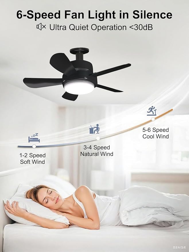 Ligency 16" Smart Socket Fan Light with Alexa - Screw-in Small Ceiling Fan with Remote, RGBW & 3000-6500K Dimmable, 6-Speed Reversible Quiet Motor, E26/E27 Base Fan for Bedroom, Garage, Black