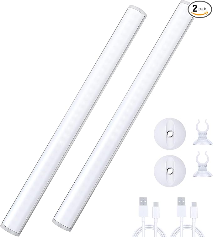 LED Mirror Lights Portable Rechargeable Vanity Light 3 Brightness Touch Control Makeup Light for Bathroom Dressing Room 2 Packs
