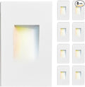 Vertical LED Recessed Step Light Fixture, 5CCT Selectable, IP65 Waterproof, 3W 70LM, 120V Stair Light Indoor Outdoor, 10%-100% Dimmable, White, ETL Listed - 8PK