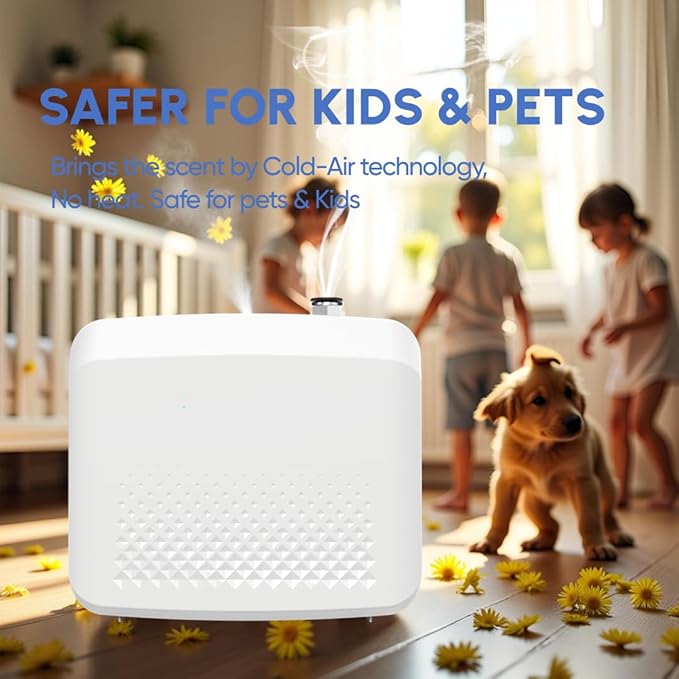 Scent Machine Bluetooth App for 5,500 Sq.ft Larger Rooms & HVAC System, Waterlss Cold-Air Scent Diffuser for Home, Hotels, Oil Diffuser with Lasting-Long Scent
