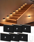 Yiliaw 6-Pack Rechargeable Motion Sensor Stair Lights Black, Dimmable Night Lights with 3 Modes & 3 Color Temperatures, Magnetic, Stick-On Stair Lights Indoor for Hallway, Stairway, Bathroom, Kitchen