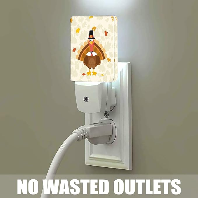 Cute Holiday Turkey Night Light, Thanksgiving Plug into Wall with Dusk to Dawn Light Sensors,Warm Nightlights for Bedroom, Bathroom, Gifts Ideal for Girls Women