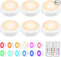 Alivation Led Under Cabinet Lighting Battery Operated Light, 6 Puck Lights with Remote Control, 13 Color Changing Stick on, Touch Push Tap Lights for Kitchen, Closet, Bookshelf, Stair, Display