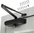 Automatic Door Closer Heavy Duty Fire Prevention Spring Hydraulic Aluminum Alloy Surface Mounted Residential Commerical Door Closer (Black, Size3-Door Weights 187-231 Lbs)