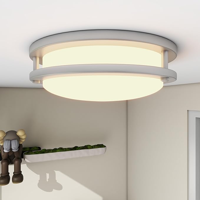 11 Inch LED Ceiling Light Fixture, 2700K/3000K/3500K/4000K/5000K Adjustable, Dimmable Flush Mount Modern Lighting for Bedroom Living & Laundry Room Kitchen Hallway Bathroom, Brushed Nickel, 2 Pack