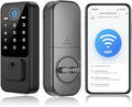 Smart Door Lock with Built-in WiFi - Keyless Entry Door Lock for Front Door, Fingerprint Door Lock with App Control, 5-in-1 Touchscreen Deadbolt with 6 Keys & 2 NFC Cards, Auto Lock
