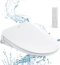 AQUATIZ Elongated Smart Toilet Bidet, Electric Toilet Seat with Self-Cleaning Nozzle, Adjustable Warm Water, Deodorizer, Air Dryer, LED Night light (Remote Control)