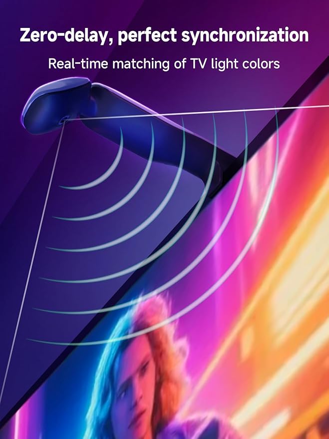 GIPOYENT TV LED Backlight Sync to Screen, 10.5FT RGB LED Lights that Change with for 32-50 InTV& PC Monitors, Music Sync LED Light with Smart App Control Adapt to TV Content