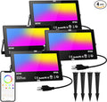 Smart Flood Lights Outdoor RGB via Bluetooth App Control Color Changing Landscape Lights 80W IP66 Waterproof, DIY Scenes/Music Sync/Timing/Daylight 4Pack