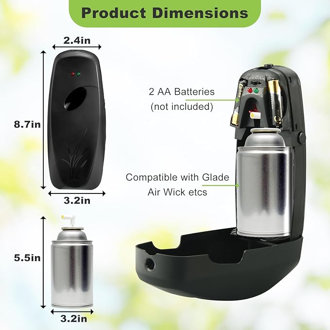 8 Pack Automatic Air Freshener Spray Dispenser,Wall Mounted or Free Standing Auto Freshener Dispenser Aerosol Sprayer for Hotel Office Living Room Bathroom Commercial Place