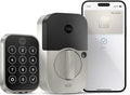 Yale Assure Lock 2 Plus Apple Home Keys, Nickel Keyless Entry Door Lock with Keypad for Code Entry Lock and Auto-Unlock (No Wi-Fi) Remote Access Requires Apple Home Hub via HomeKit, ‎YRD450-N-BLE-619