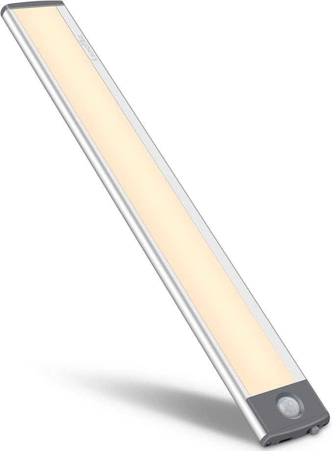 LED Motion Sensor Cabinet Light,Under Counter Closet, Wireless USB Rechargeable Kitchen,54-LED Battery Powered Operated Light, for Wardrobe,Closets,Cabinet,Cupboard（Warm Light）