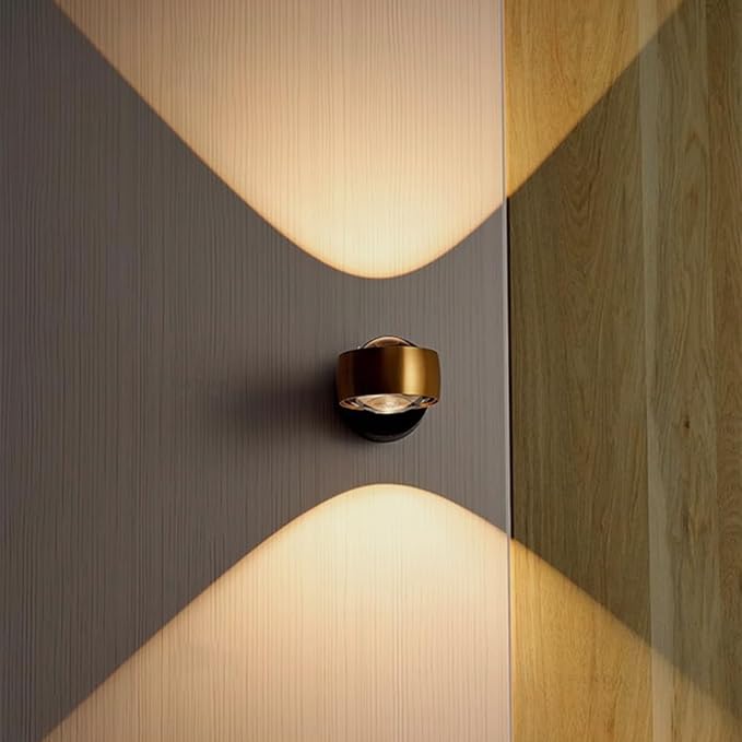 Globe Led Wall Sconce up down Modern Wall Light Fixture 6W Aluminum Wall Washer with Glass Lens Shade, Indoor Mini Decor Lighting Fixture for Bedroom Living Room Hallway Corridor/Brushed D/3 Color Mod
