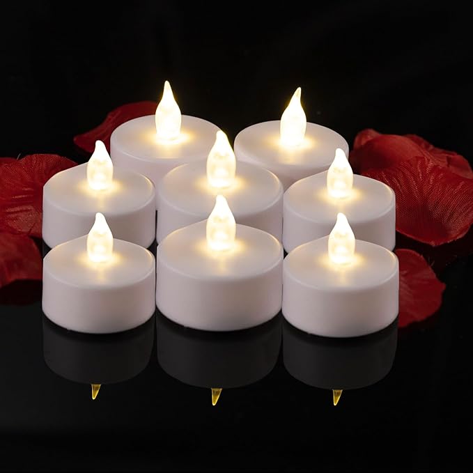 LED Tea Lights with Remote Control: Battery Operated Bulk Realistic and Bright Flickering Long Lasting 400+Hours Flameless Candles for Home Decor Holiday Wedding Party (24Pack, WarmWhite)