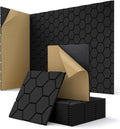 Acoustic Wall Panels Sound Absorbing, Honeycomb Self Adhesive Wall Tiles Panel, 12 Pack Decorative Hexagon Design for Studio, Home Office, Gaming Room, Acoustic Treatment, 12"x12"x0.4", Black
