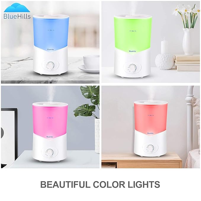 BlueHills Premium 2000 Ml and 1000 Ml Set of 2 Large Essential Oils Diffusers for Large Rooms Big Capacity Models Adjustable Cool Mist Great Gift – Value Pack of 2 White