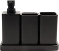 YMXYJM Bathroom Accessories Set, 4 Pcs Bathroom Accessory Set, Soap Dispenser, Toothbrush Holder, Qtip Holder Set, Bathroom Sets Complete, Bathroom Sink Set for Modern Home,Matte Black