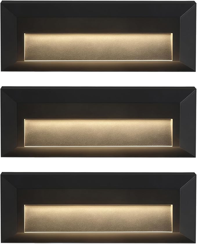 ZONK LED Outdoor Indoor Step Lights, Line Voltage 110-240V 2W Landscape Stair Lights, 9 Inch Non-Dimmable 3000K IP65 Waterproof Stairway Lighting, LED Deck Light, Retaining Wall Lights, Pack of 3