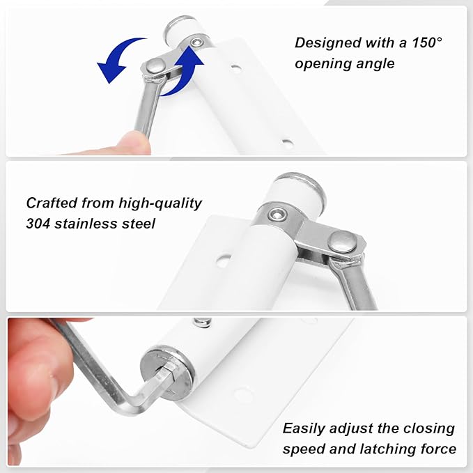 Automatic Door Closer White Spring Door Closers for Home, Stainless Steel Auto Doors Closer Self Closing Safety Screen Closers