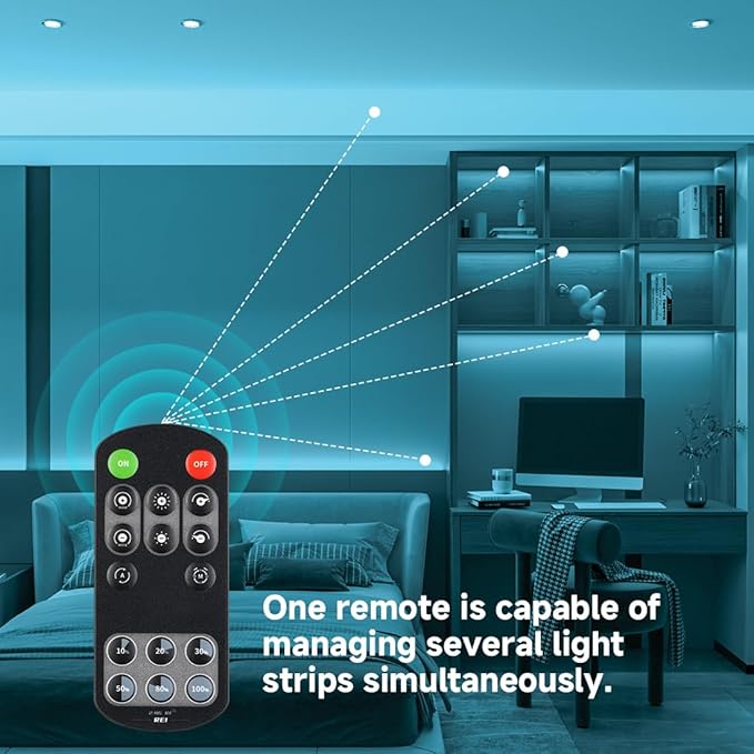BTF-LIGHTING COB LED Strip Light 24V 16.4FT UL Listed, Ice Blue Dimmable High Density Flexible Tape Light with RF Remote & ETL Power Adapter, Ultra Bright for Bedroom Kitchen Home Indoor Lighting