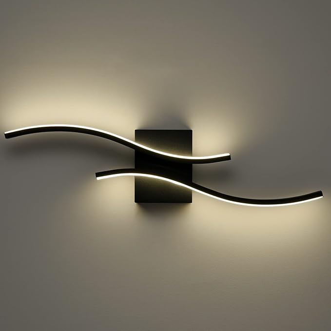 Modern Led Sconce Wall Lighting Indoor 24" Minimalist Industrial Black Wall Sconce Hardwire Wall Light for Small Space Bathroom Hallway Staircase Entryway