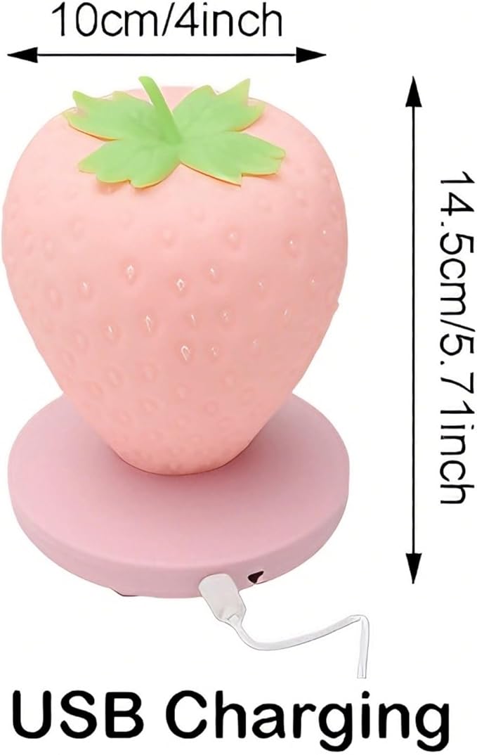 ‌Strawberry Night Light, Cute Silicone LED Touch Strawberry Lamp, USB Rechargeable, 3 Modes Dimmable, Color Changing Bedside Lamp, Valentine's Day, Birthday Gifts