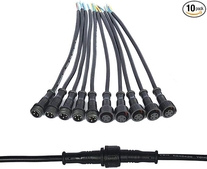 5Pairs 4pin Black Electrical Connector LED Connector for LED Lights 20cm Extension Cable 40cm/Pair 0.2mm² 15mm Nut