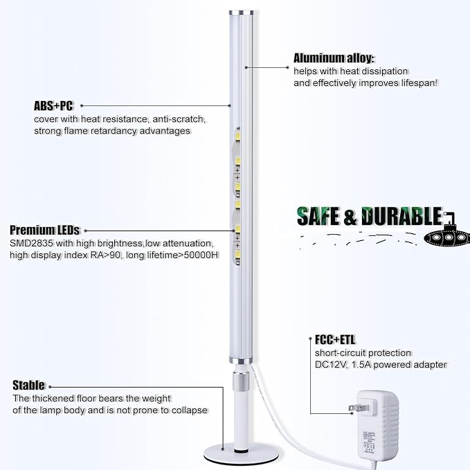 LED Vanity Lights for Mirror, Ultra bright/RA90/6000K/Remote Dimming Makeup Lights, Height Adjustable 12V/18W Fill Light for Mirror, for Make up, Photography, Video Recording Conference Lighting