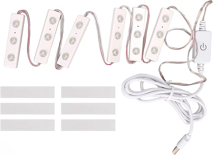 LED Makeup Mirror Light, 2 Strings USB Plug in Strip Light with Adjustable Brightness, 4000 to 5000K Color Temperature ABS Material for Vanity Mirror (6 Series)