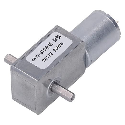 12V Gear Motor All Metal Heavy Duty Double Shaft High Torque Low Noise Reduction Motor for Automatic Window Openers Smart Home Devices Small Winches 4632-370 Model (30RPM)