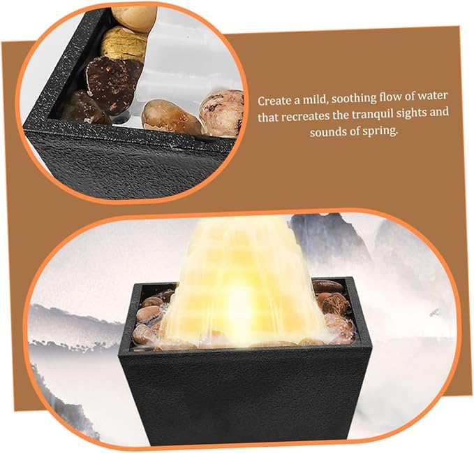 LIFKOME 1set Zen Room Decor Fountain for Desk Led Light Creative Water Feature Indoor Water Fountain Tabletop Relaxing Decor for Home Office