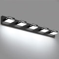 LED Modern Bathroom Vanity Light Fixtures, 5-Light 34-inch Dimmable Matte Black Vanity Lights for Bathroom Lighting Fixtures Over Mirror, with 350° Rotatable Acrylic Heads (Cool White 6000K)