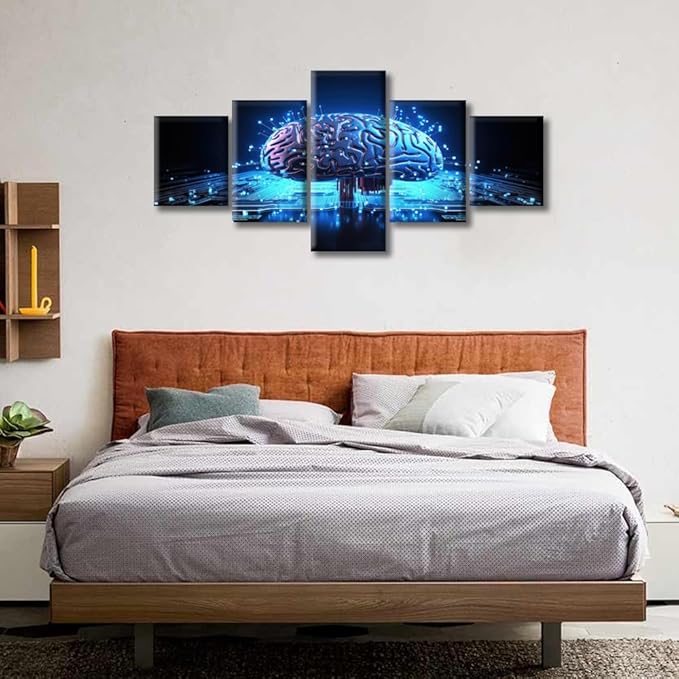 Wall Art for Living Room Brain Picture Bedroom Wall Decor Abstract Human Brain Wall Paintings for Office Print On Canvas Modern Artwork Framed Ready to Hang, (50"Wx24"H)