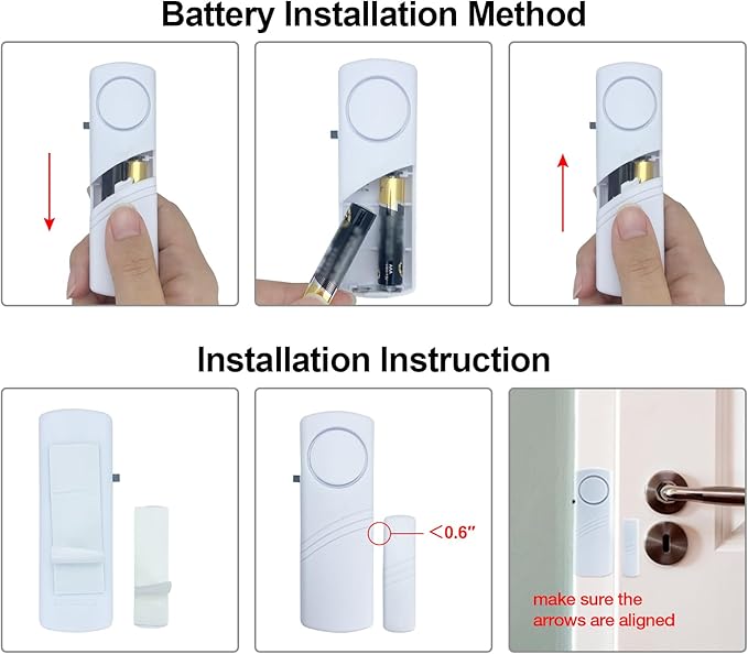 Door Window Alarm, 95DB Door Alarms for Kids Safety, Wireless Sensor Door Window Burglar Alarm-Window Pool Alarms for Home (12 Pack)