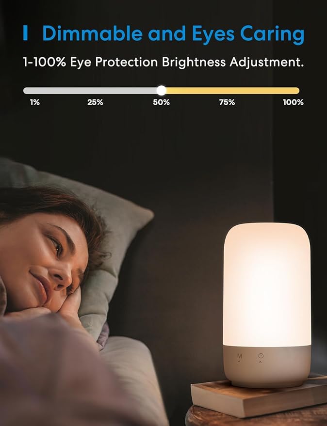 Meross Smart Table Lamp for Bedroom, Smart Lamp Works with Homekit and Alexa, WiFi LED Nightstand Lamp with Tunable White & Dimmable RGBW, Schedule and Timer, Voice App Touch Control