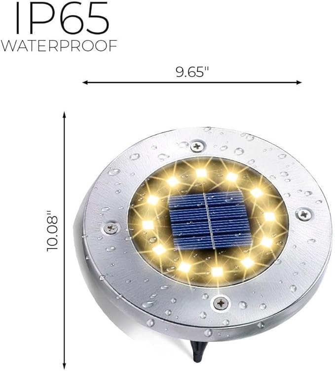 HOUSEOFLED Solar Ground Lights 12 Pack, Waterproof IP65 In-Ground Outdoor Landscape Lights, Warm White, for Pathway, Garden, Yard & Patio