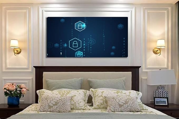 Wibinuki Wall Art Wall Decor Wall Paintings Cyber security Shield Keyhole on da for Living Room Bedroom Bathroom Home Decor Can Be Hung Directly 20"x 40"