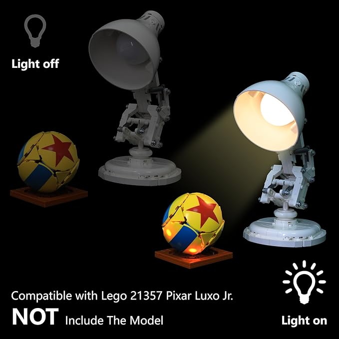 Lighting Compatible with Lego Ideas Pixar Luxo Jr. 21357, Touch Dimmer Switch Lighting Accessories for Lego Pixar Lamp(Model NOT Included)