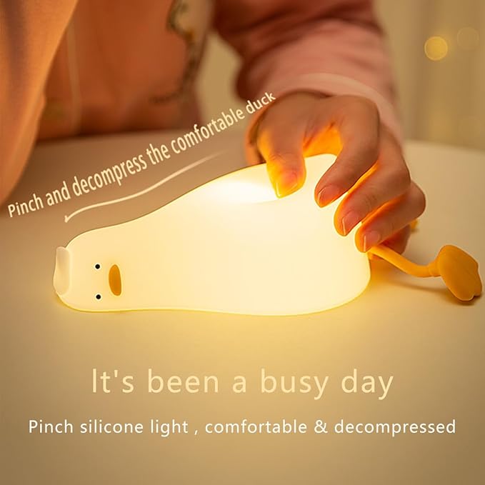 LED Duck Lamp, Yellow Silicone LAMP, Adjustable Dimmable Night Light with Timer, Rechargeable Bedside Touch LAMP, Funny Gifts for Decoration, Breastfeeding