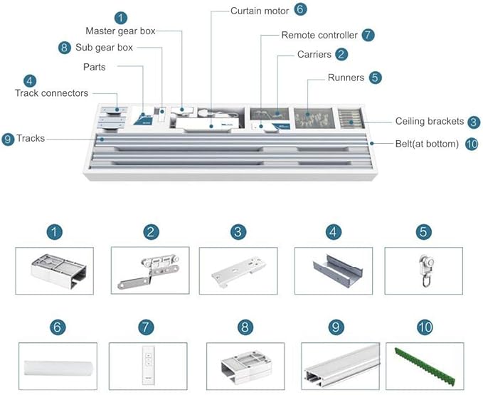 OlideSmart DIY WiFi Smart Automatic Curtain Motor Track System, Automatic Curtain Motor, Blinds Tracks, Length can be Customized (White, 6.2m)