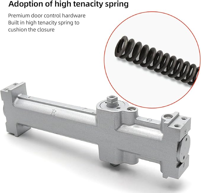 GOTOTOP Automatic Door Closer Hydraulic Commercial Grade Closer Adjustable Spring 2-Stage Speed for 40-65kg Doors up to 1100mm with Aluminum Alloy Construction