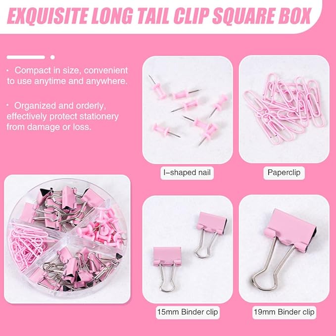 Pink Desk Organizers and Accessories with Desk Organizer 360° Rotating Pen Holder and Office Supplies, Cute Stationery Supplies Set