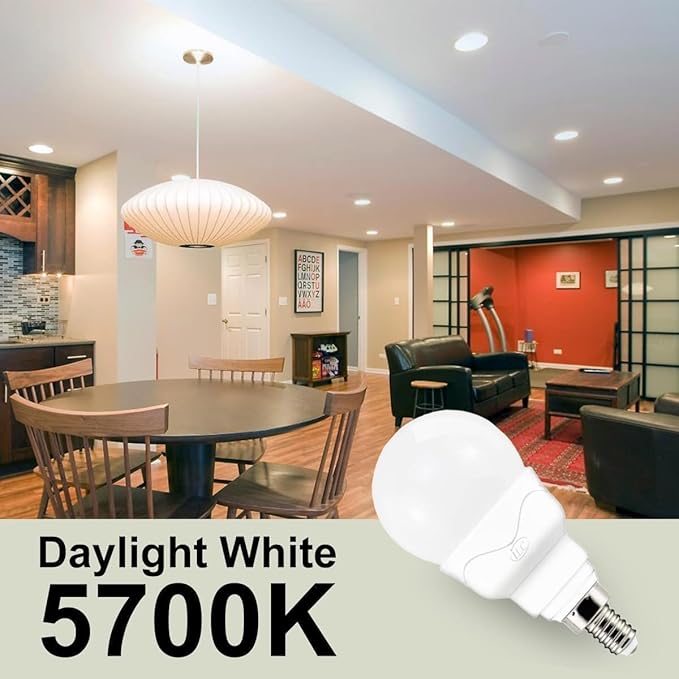 ILC E12 LED Light Bulbs (40w Equivalent) 5W, Color Changing RGB, 5700K Daylight White, Small Base Candelabra Round Light Bulb, A15 Candle Base, 12 Colors 2 Modes Timing with Remote Control (4 Pack)