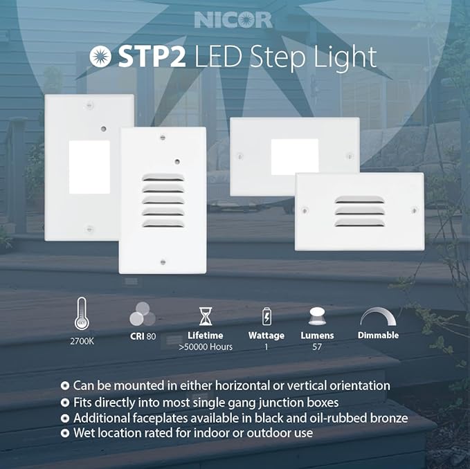 STP2 Vertical Louvered Black LED Step Light with Photocell (STP2L120VBKPC)