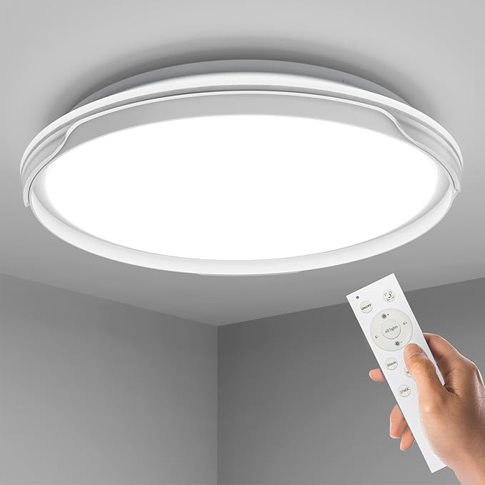 OOWOLF Flush Mount LED Ceiling Light Fixture, 2700K-6500K Super Bright 40W 4000LM 15.75 Inch Dimmable Warm/White Light Kitchen Light Modern Ceiling Lamp for Bedroom Bathroom, Chandeliers with Remote