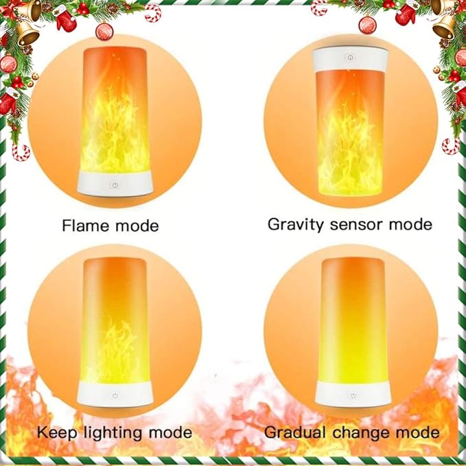 LED Flame Lights with Remote Timer, Flame Lamp 4 Modes USB Rechargeable Fire Lights Indoor Campfire Outdoor Decorative Lantern Hanging Lamps Fireplace Romantic Light for Home Party Camping Bar
