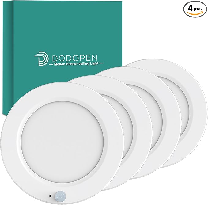 4-Pack Motion Sensor Ceiling Light Wired, 7.5 Inch 3000K 4000K 6000K Selectable LED Flush Mount Light Fixture, 15W Motion Activated Light with Timer for Hallway Stair Walk-in Closet