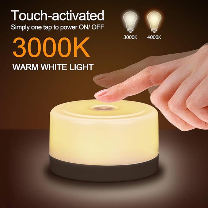 S SELDORAUK Baby Night Lights for Nursery, Portable Dimmable Touch Lamp, Type-C Rechargeable for Kids and Adult, Breastfeeding, Sleep Aid, Bedside Soft Eye Caring (Warm 2pack)
