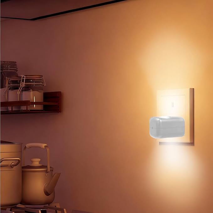LED Wall Socket Night Light,Plug-in Night Light Motion Sensor,Mini Plug-in Energy Efficient Compact Nights Lamp Automatic Soft Warm White,360° Adjustable for Bedroom Bathroom Stairs Hallway (White)